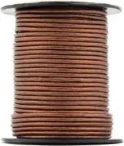 Xsotica® Copper Metallic Round Leather Cord 2mm 25 meters (27 yards)
