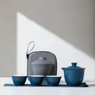 Ceramic Travel Tea Set 3in1 Tea Cups Mug Teapot Teacup Kit For Outdoor Camping