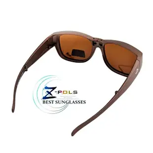 【Z-POLS】新一代包覆式多功能抗UV400頂級Polarized寶麗來偏光太陽眼鏡套鏡(可折疊收納設計 霧面茶)