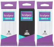 Sculpey III Polymer Clay 3 lbs Lot 1 lb White & Black Blocks Oven Bake Clay