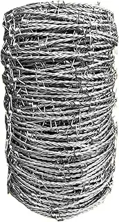 Razor Wire Barbed Wire Barbed Wire Roll, 4 Point Barb Galvanized Steel Fence, Garden Coils High Protection Net for Farm Garden Home, Easy to Bend (Color : Silver-1.8mm, Size : 30m)