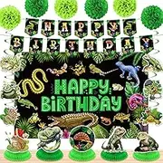 Reptile Birthday Decorations for Boys Girls Includes Reptile Swamp Happy Birthday Banner Hanging Swirls Honeycomb Centerpieces Paper Pompoms Safari Animal Lizard Snake Jungle Theme Party Supplies