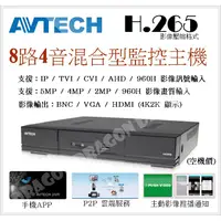 在飛比找蝦皮購物優惠-陞泰AVTECH 8路4聲 DVR H.265 500萬 網