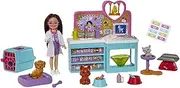 Barbie Doll & Playset with Accessories, Chelsea Can Be Pet Vet Set with Brunette Small Doll, 4 Animals & 18 Pieces