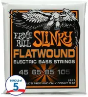 Ernie Ball 2813 Hybrid Slinky Flatwound Electric Bass Guitar Strings (5 Pack) -