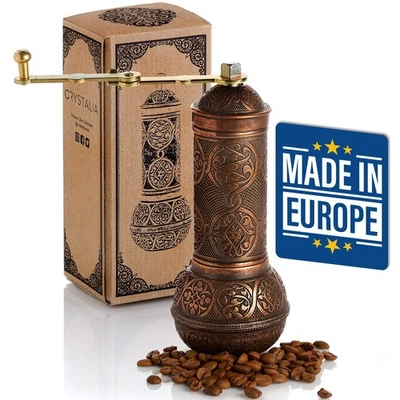 Refillable Coffee Grinder, Authentic Manual Mill with Adjustable Grinder, Met...