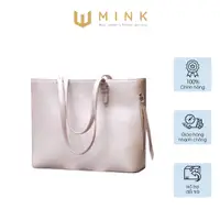 在飛比找蝦皮購物優惠-Anora-mink 正品牛皮托特包 1 高品質彩虹粉色米色