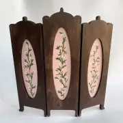 Victorian Dressing Screen Room Divider Hand Painted Floral 1:12 Scale Miniature