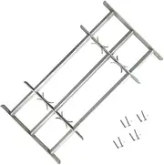 'vidaXL Galvanized Steel Security Grille with Adjustable Width - Window Security Grille with 3 crossbars, Durable Protection for Home and Office