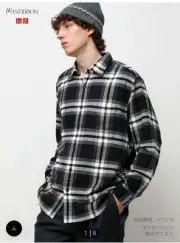 UNIQLO JW ANDERSON Flannel Shirt Long Sleeve Black S Size