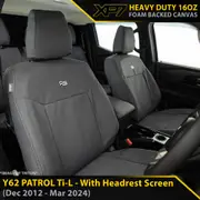 Nissan Patrol Y62 - Ti-L - With Headrest Screen - XP7 Heavy-Duty Canvas 2x Front Row Seat Covers (Made to Order)