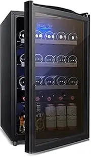 FREEZYMAN 30 Bottle Wine Refrigerator, Temperature Controlled Wine Cooler, Independent Wine Cellar, Domestic Beverage Ice Bar, Small Wine Cooler (Color : Black, Size : 50.5 * 54.9 * 84.7cm)