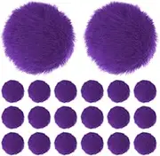 uxcell 20-Pack Faux Fur Pom Poms, 1.2 Inch/ 2 cm Soft Fluffy Pompoms Balls Faux Rabbit Fur with Elastic Loop for Hats/Bags/Keychains/Knitting Accessories/DIY Crafts [Deep Purple]