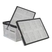 3-Pack 30 L Plastic Stackable Collapsible Storage Crates, Folding Storage Bas...