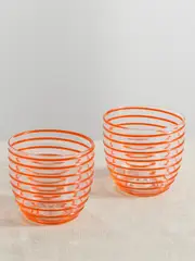 [Yali Glass] Yali Glass - A Filo Goto Set Of Two Striped Glass Tumblers - Orange - One size One size Orange
