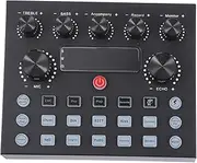 HONITANO Sound Card with Lighting for Mobile Phones and Computers Dj Mixer with Independent Reverb Treble and Bass Control for Live Streaming and Music Mixing