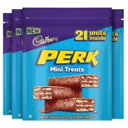 Cadbury Perk Mini Treats Chocolate Coated Wafers, 115.5 g (Pack of 4) - Crispy!
