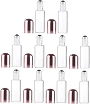 KAILIKETIY 10Pcs Refillable Glass Roller Bottles with Lid Travel Essential Oil Perfume Containers Leak Compact Design for Skin Care and Fragrance the Go