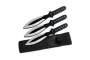 Perfect Point Black & Silver Throwing Knives w/ Sheath 230mm (K-PP-114-3SB)