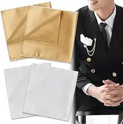 [VONJUMA] 4 x Pocket Square in Plain Men's Pocket Square Holder Pre-folded Fabric Handkerchiefs Men's Pochette Pocket Square Size 22 x 22 cm White Champagne