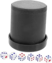HONMEET Dice Cup Dice Set Pu Leather Dice Shaker with Base Gaming Props Party Game Ktv Quiet Dice Cup