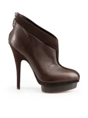 Brown Leather Platform Ankle Boots