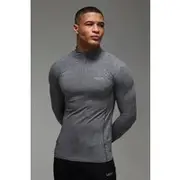 Mens Black Man Active Fleece Lined Marl Regular Fit 1/4 Zip
