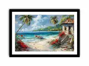 Caribbean Beach House Framed print Art Poster