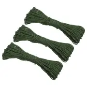 Reflective Guyline Camping Paracord 2mm，3 Pack Tent Cord Rope, Army Green