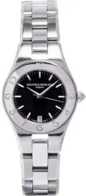 Baume & Mercier Linea Quartz Steel Black Stick Index Dial Womens Dress Watch