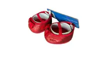 Build a Bear Full Size Teddy Bear Shoes-Red Sparkle Bow Mary Jane Flat Shoes