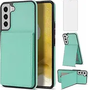[Asuwish] Phone Case for Samsung Galaxy S23 5G Wallet Cover with Tempered Glass Screen Protector and RFID Slim Credit Card Holder Slot Stand Cell S 23 23S GS23 G5 SM-S911U 6.1 inch Women Girls Men Green