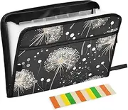 Quteprint 13 Pockets Expanding File Folder with Zipper Closure, Dandelion Pattern Accordion File Folder with Sticky Labels, Letter Size A4 Papers Expandable File Document Organizer