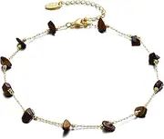 [JURYLOO] Gold Beaded Bracelets for Women, Handmade Healing Crystal Chip Beads Bracelet Natural Gemstones Bracelet Gold Chains Bracelet Adjustable