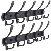 Coat Rack Wall Mounted Stainless Steel, Metal Coat Hook Rail for Coat Hat 2 Pack