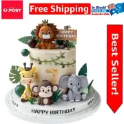 Fun Jungle Animal Cake Decorations - 19pcs Set with Leaves and Balls for Parties