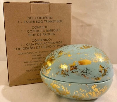 Avon Easter Egg Trinket Box Turquoise/Gold Brand New In Box