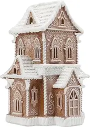 Braxio Gingerbread House Christmas Tabletop Decorations - Village Gingerbread Decor Traditional Cottage Church Christmas Collectible Figurines High 10.25x7.5x13.5 Inch