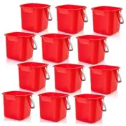 12 Pcs Sanitizer Bucket Cleaning Bucket 3 Quart Small Plastic Square Red