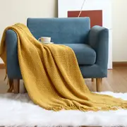 130x230cm Cable Knit Decorative Throw Blankets for Couch Knitted Throw Blanket with Tassels Soft Warm Cozy Bed Throw
