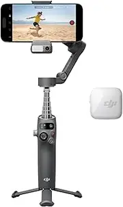[DJI] Osmo Mobile 7P + Mic Mini TX (Arctic White), Gimbal Stabilizer for iPhone, Android, Native Tracking, Audio Reception, Lighting, 3-Axis Phone Gimbal, Built-in Extension Rod & Tripod