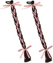 BESPORTBLE 2pcs Braided Ponytail Hair Extensions for Women Lightweight Bubble Ponytail Hairpieces with Ribbon and Wig Versatile Hair Accessories for Charming Looks