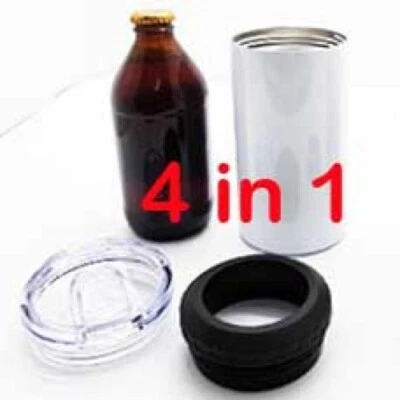 5x 4 in 1 Stainless Steel Double Wall Tumbler BOTTLE STUBBY Cooler sub print