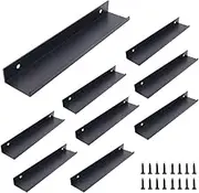 Set of 8 NUZAMAS Kitchen Lip Pull Handles, Aluminum Alloy, Matt Black, Door Handles, Concealed Finger Pull Handle for Home Kitchen Door Drawer Cabinet, 20cm