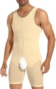 [ULUKQZWJ] Men's Butt Booster Tummy Control Sleeveless Full Body Shaper Shapewear Bodysuit Padded Compression Suit(Skin,3X-Large), Skin, 3X-Large