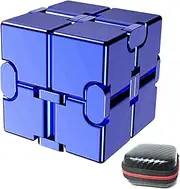 FUFUYOU Infinity Cube Fidget Desk Toy - Premium Quality Frosted Style Infinite Magic Cube for Adult Fidget Toys Relieve Stress and Anxiety,Flip Toy for ADHD, ADD，OCD ，Ultra Durable 2022 Upgrade (BLUE)
