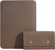 Yesmornsis PU Leather Padded Laptop Sleeve Bag 13Inch Compatible with New Macbook Air 13 A3113 M3, 2024 Macbook Pro 13 M2 A2686 with Charger Pouch Color Coffee