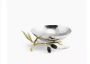 Michael Aram Olive Branch Catch-All Dish Silver & Gold Candy Nuts Trinkets NIB