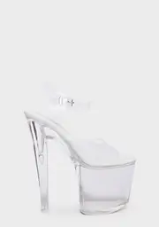 [XTRA by YRU] Demi 7.5 Platform Heels - White/Clear