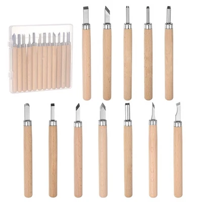 12pcs Wood Chisels Hand Carving Tools Carving Knife Set with Plastic Box